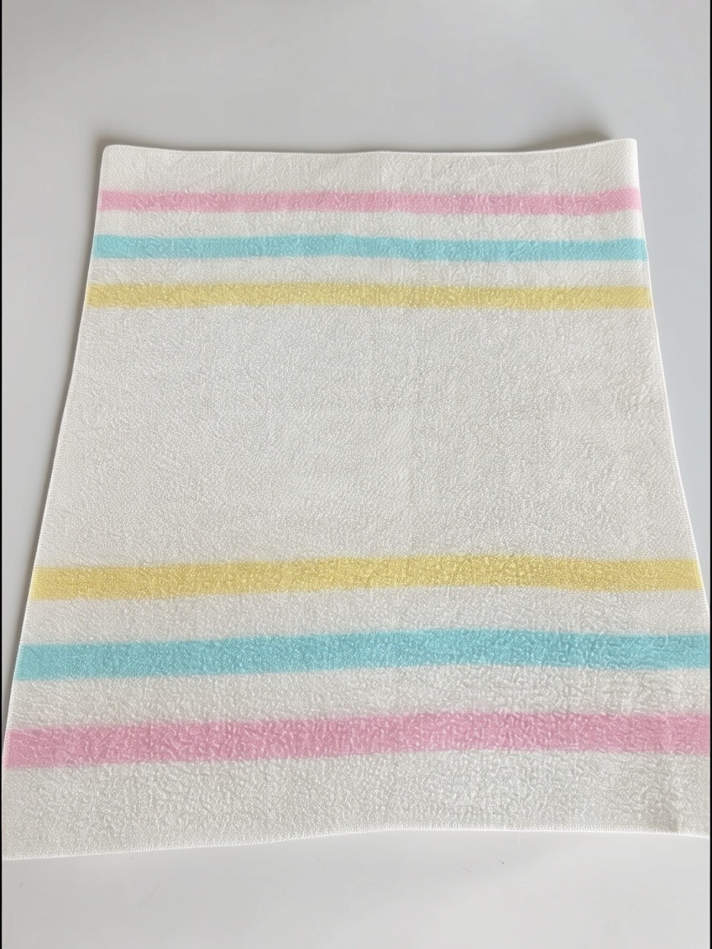 Vintage Cannon Baby Blanket Pastel Stripe White Pink Blue Yellow 35x36
